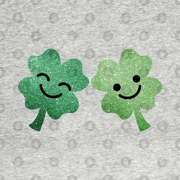 Glittery Irish Four Leaf Clovers by VicEllisArt